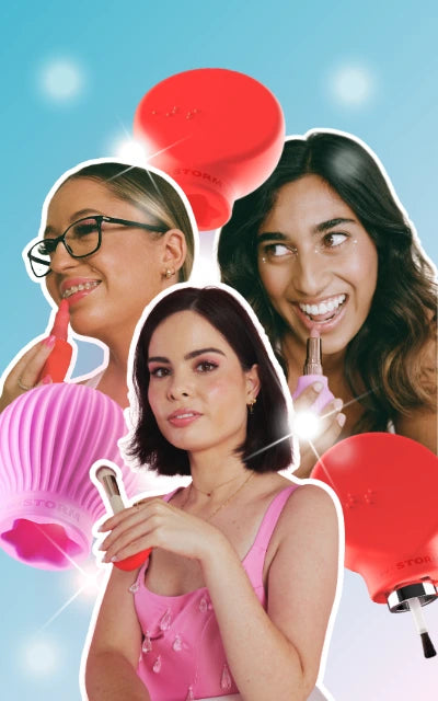 three disabled women hold bystorm adaptive beauty tools